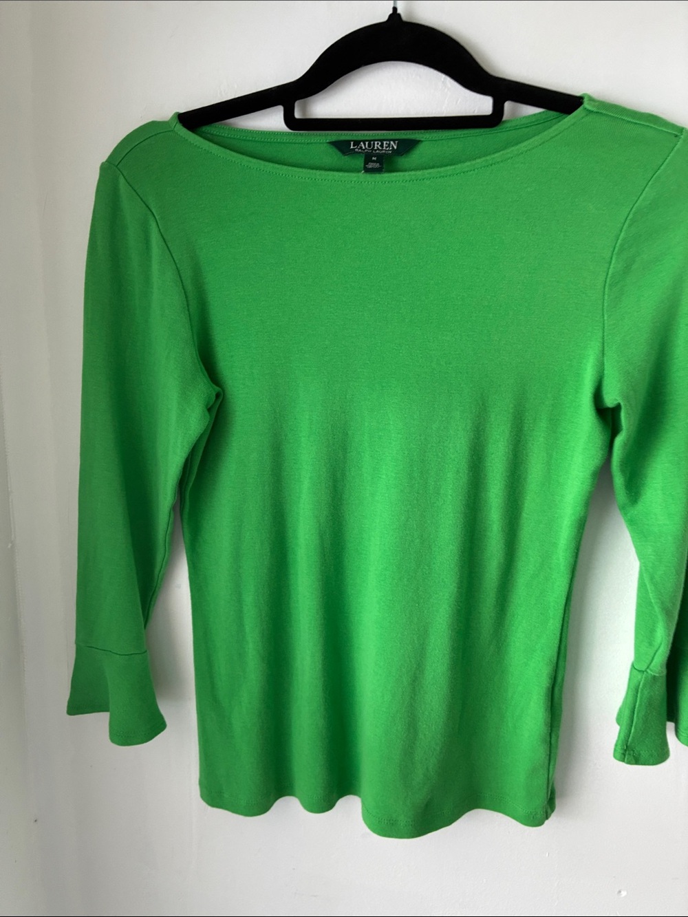 Lauren Ralph Lauren Bright Green Long-Sleeve Boatneck Top
